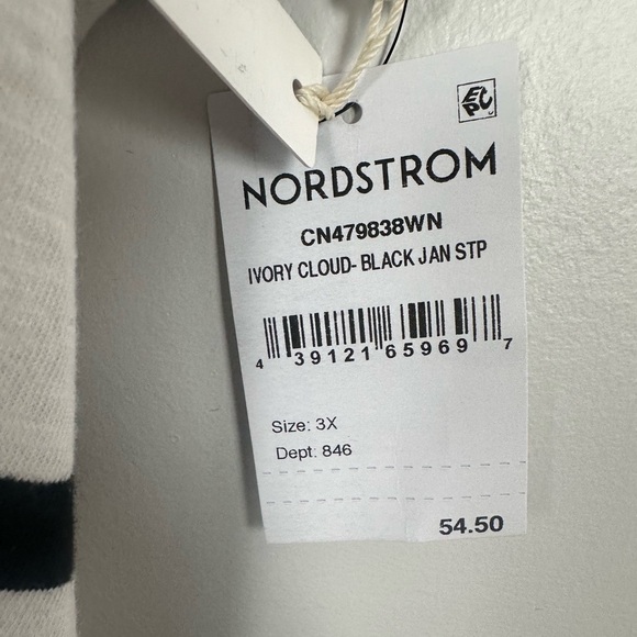 CASLON Twist Waist Organic Cotton Midi T-Shirt Dress - Ivory Cloud- Black Stripe - Picture 6 of 8